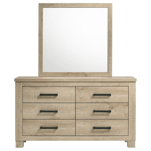 English Elm Sansome Six Drawer Farmhouse Dresser with Coordinating Framed Mirror Rustic Bedroom B062S02259