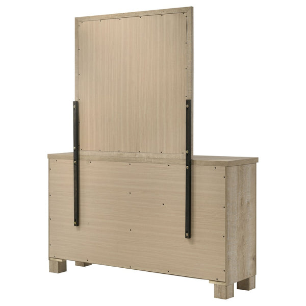 English Elm Sansome Six Drawer Farmhouse Dresser with Coordinating Framed Mirror Rustic Bedroom B062S02259