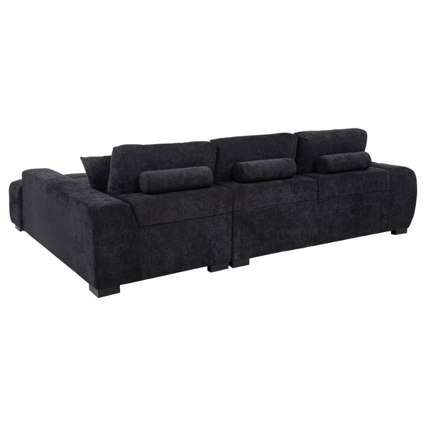English Elm Plather Channel Tufted Sectional Sofa Deep Foam Seats Contemporary Living Room Anchor Black B062S02264
