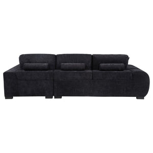 English Elm Plather Channel Tufted Sectional Sofa Deep Foam Seats Contemporary Living Room Anchor Black B062S02264