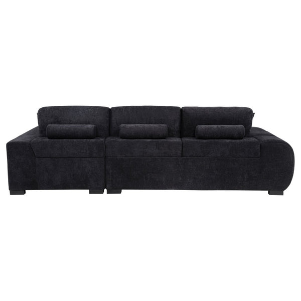 English Elm Plather Channel Tufted Sectional Sofa Deep Foam Seats Contemporary Living Room Anchor Black B062S02264