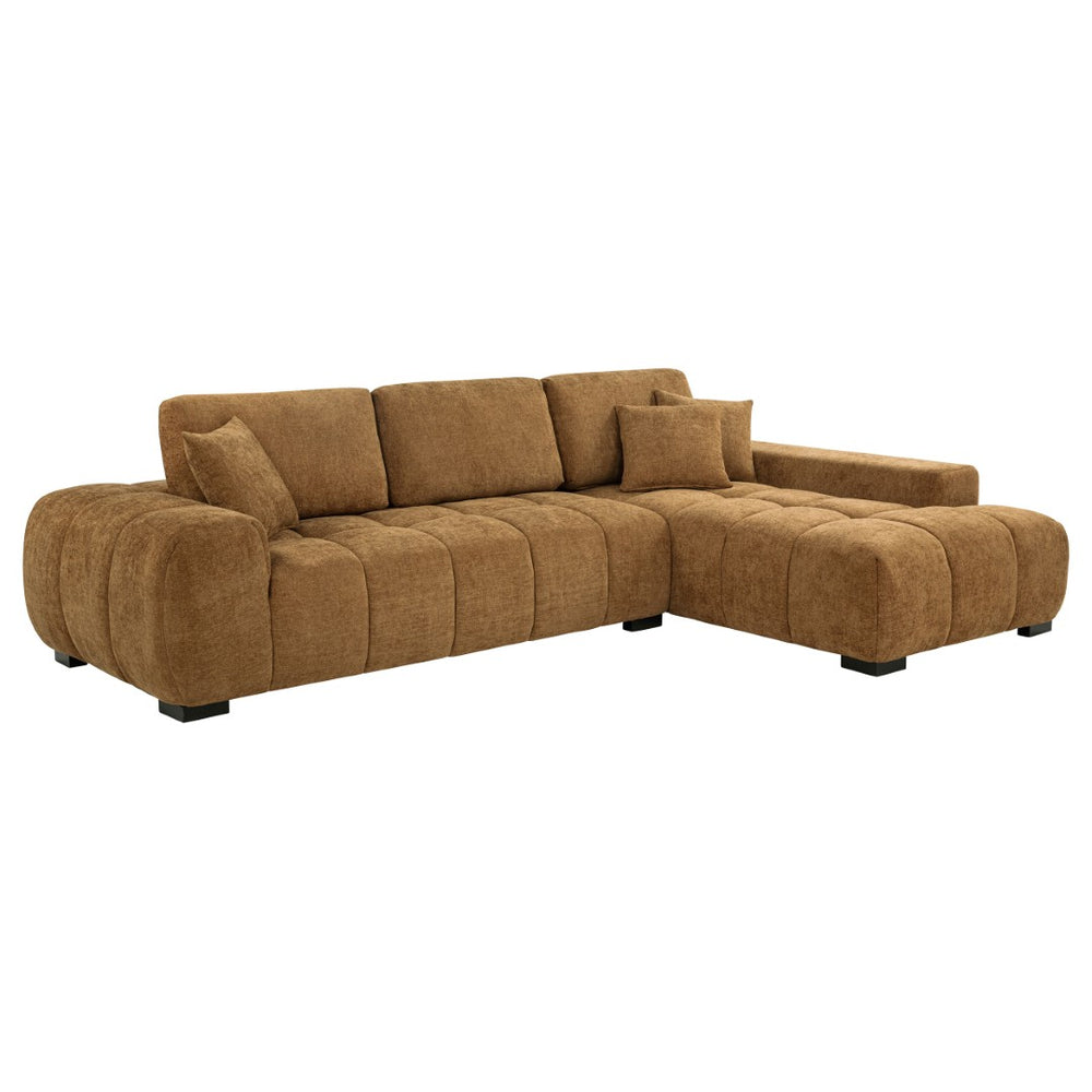 English Elm Plather Channel Tufted Sectional Sofa Deep Foam Seats Contemporary Living Room Anchor Amber B062S02265