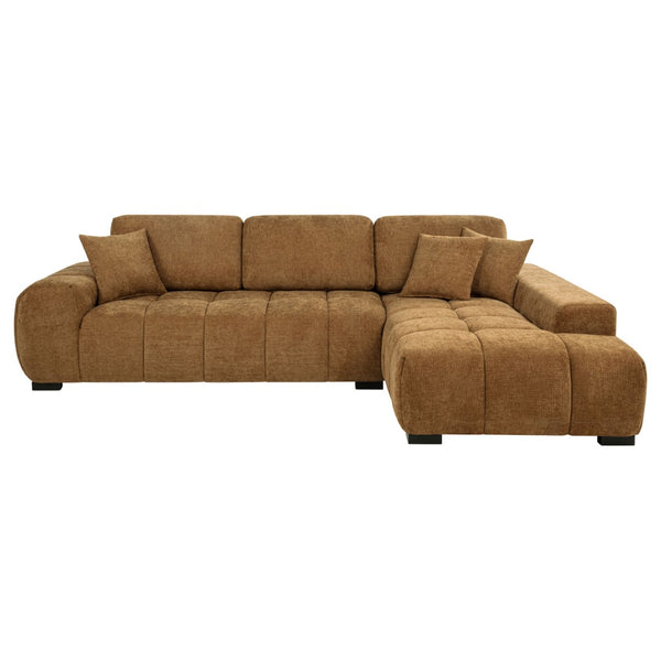 English Elm Plather Channel Tufted Sectional Sofa Deep Foam Seats Contemporary Living Room Anchor Amber B062S02265