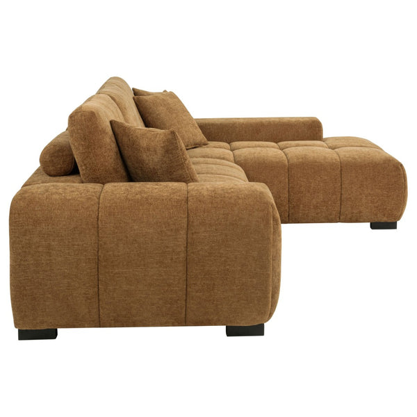 English Elm Plather Channel Tufted Sectional Sofa Deep Foam Seats Contemporary Living Room Anchor Amber B062S02265