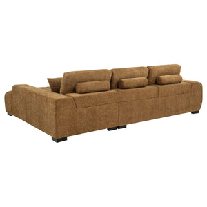 English Elm Plather Channel Tufted Sectional Sofa Deep Foam Seats Contemporary Living Room Anchor Amber B062S02265