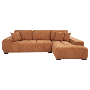 English Elm Plather Channel Tufted Sectional Sofa Deep Foam Seats Contemporary Living Room Anchor Orange B062S02266