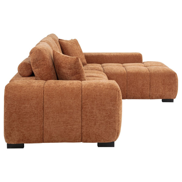 English Elm Plather Channel Tufted Sectional Sofa Deep Foam Seats Contemporary Living Room Anchor Orange B062S02266