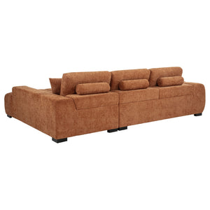 English Elm Plather Channel Tufted Sectional Sofa Deep Foam Seats Contemporary Living Room Anchor Orange B062S02266