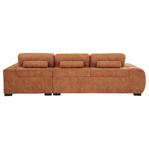 English Elm Plather Channel Tufted Sectional Sofa Deep Foam Seats Contemporary Living Room Anchor Orange B062S02266