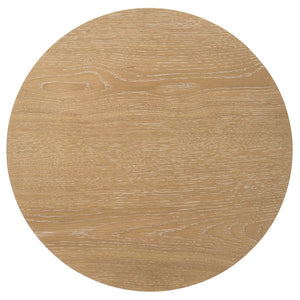 English Elm Crispin Round Oak Veneer 2 Piece Coffee and End Table Set with Open Shelves Light Oak B062S02267