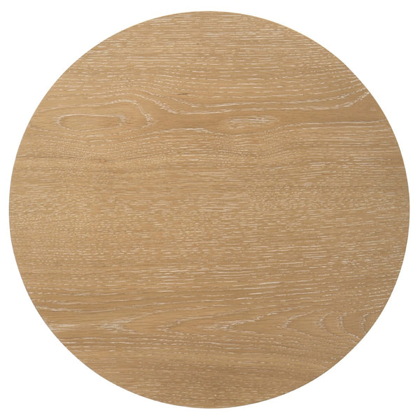 English Elm Crispin Round Oak Veneer 2 Piece Coffee and End Table Set with Open Shelves Light Oak B062S02267