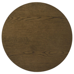 English Elm Crispin Round Oak Veneer 2 Piece Coffee and End Table Set with Open Shelves Brown B062S02268