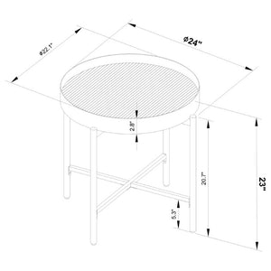 English Elm Rafael Round Reeded Glass Coffee Table Set with Hidden Storage for Living Rooms B062S02269