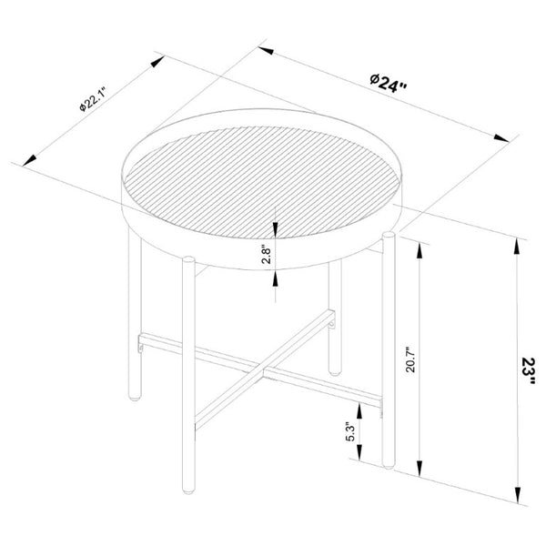 English Elm Rafael Round Reeded Glass Coffee Table Set with Hidden Storage for Living Rooms B062S02269