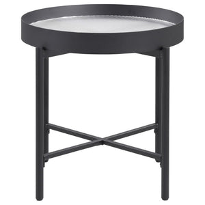 English Elm Rafael Round Reeded Glass Coffee Table Set with Hidden Storage for Living Rooms B062S02269