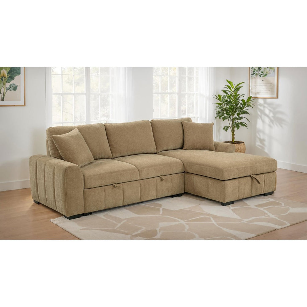 English Elm Logan Channel Tufted Sleeper Sectional with Chaise for Modern Living Rooms B062S02270