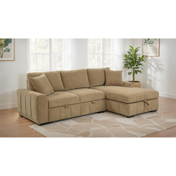English Elm Logan Channel Tufted Sleeper Sectional with Chaise for Modern Living Rooms B062S02270
