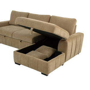 English Elm Logan Channel Tufted Sleeper Sectional with Chaise for Modern Living Rooms B062S02270