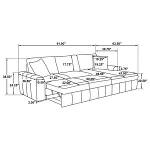 English Elm Logan Channel Tufted Sleeper Sectional with Chaise for Modern Living Rooms B062S02270