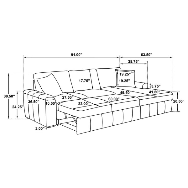 English Elm Logan Channel Tufted Sleeper Sectional with Chaise for Modern Living Rooms B062S02270