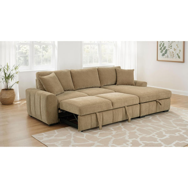 English Elm Logan Channel Tufted Sleeper Sectional with Chaise for Modern Living Rooms B062S02270