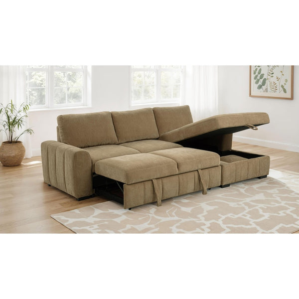 English Elm Logan Channel Tufted Sleeper Sectional with Chaise for Modern Living Rooms B062S02270