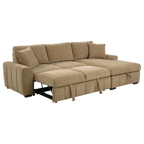 English Elm Logan Channel Tufted Sleeper Sectional with Chaise for Modern Living Rooms B062S02270