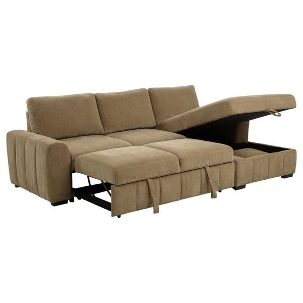 English Elm Logan Channel Tufted Sleeper Sectional with Chaise for Modern Living Rooms B062S02270