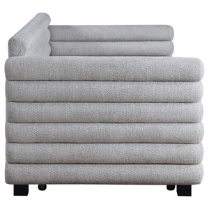 English Elm Fandango Boucle Twin Daybed with Trundle Sculptural Bolster Guest Room Sofa Bed B062S02271