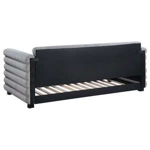 English Elm Fandango Boucle Twin Daybed with Trundle Sculptural Bolster Guest Room Sofa Bed B062S02271