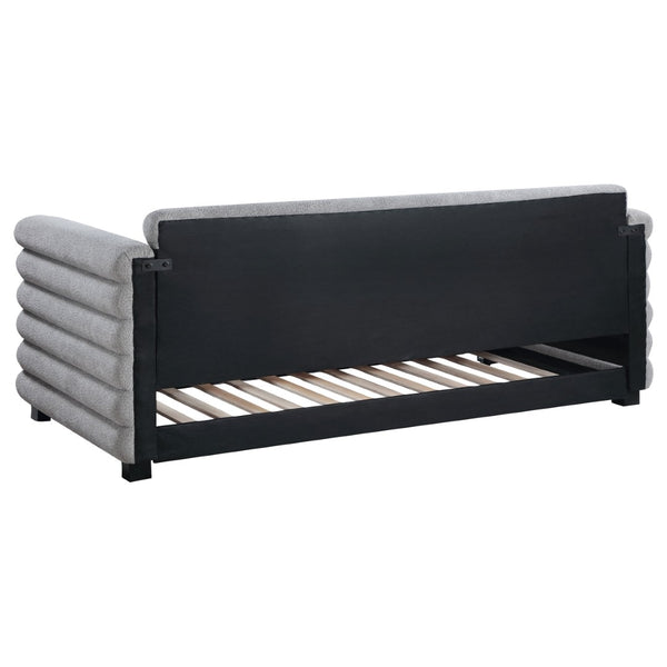 English Elm Fandango Boucle Twin Daybed with Trundle Sculptural Bolster Guest Room Sofa Bed B062S02271