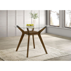 English Elm Flynn Round Glass Top Counter Height Dining Table with Geometric Rubberwood Base B062S02272