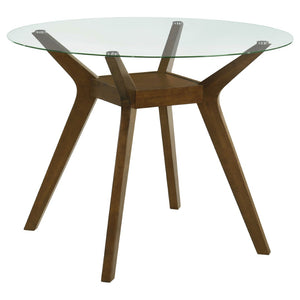 English Elm Flynn Round Glass Top Counter Height Dining Table with Geometric Rubberwood Base B062S02272