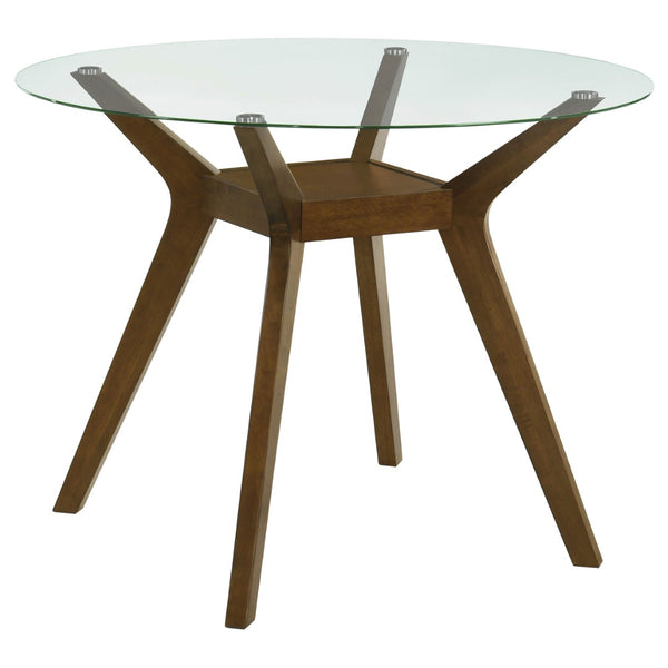 English Elm Flynn Round Glass Top Counter Height Dining Table with Geometric Rubberwood Base B062S02272