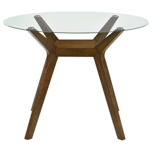 English Elm Flynn Round Glass Top Counter Height Dining Table with Geometric Rubberwood Base B062S02272