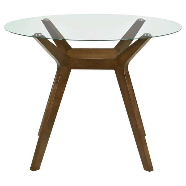 English Elm Flynn Round Glass Top Counter Height Dining Table with Geometric Rubberwood Base B062S02272