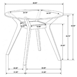 English Elm Flynn Round Glass Top Counter Height Dining Table with Geometric Rubberwood Base B062S02272