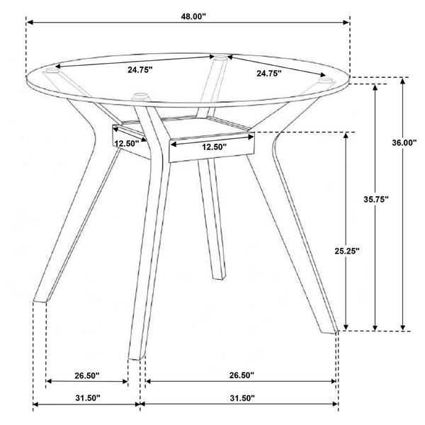 English Elm Flynn Round Glass Top Counter Height Dining Table with Geometric Rubberwood Base B062S02272