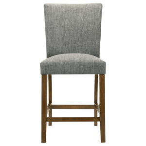 English Elm Flynn Round Glass Top Counter Height Dining Set with Sculptural Rubberwood Base Seats Four Brown / Grey B062S02275