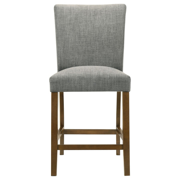 English Elm Flynn Round Glass Top Counter Height Dining Set with Sculptural Rubberwood Base Seats Four Brown / Grey B062S02275