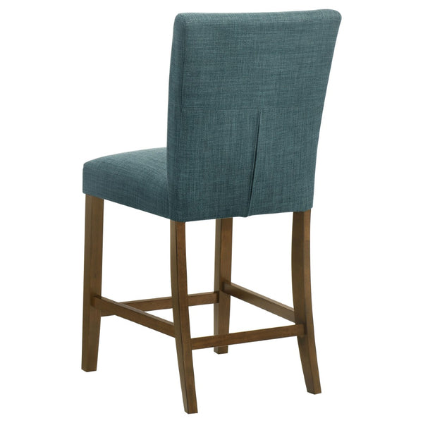 English Elm Flynn Round Glass Top Counter Height Dining Set with Sculptural Rubberwood Base Seats Four Brown / Teal Blue B062S02276