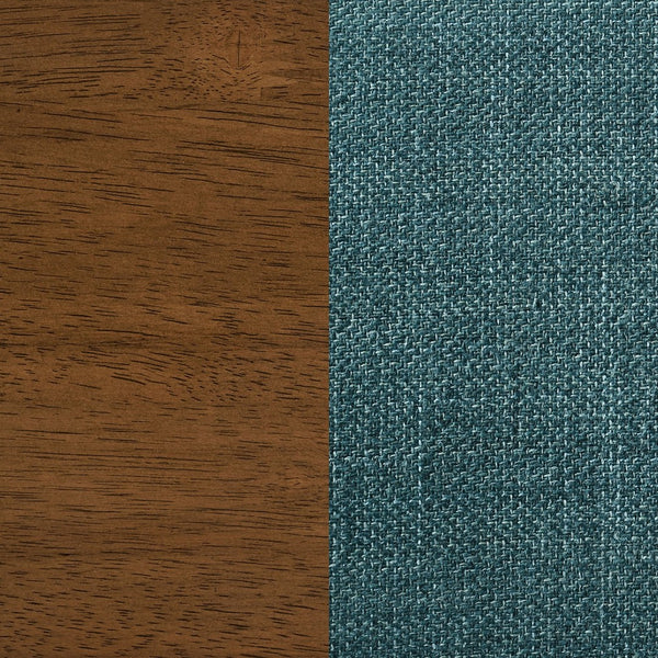 English Elm Flynn Round Glass Top Counter Height Dining Set with Sculptural Rubberwood Base Seats Four Brown / Teal Blue B062S02276