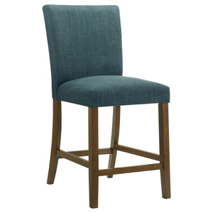 English Elm Flynn Round Glass Top Counter Height Dining Set with Sculptural Rubberwood Base Seats Four Brown / Teal Blue B062S02276