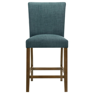 English Elm Flynn Round Glass Top Counter Height Dining Set with Sculptural Rubberwood Base Seats Four Brown / Teal Blue B062S02276