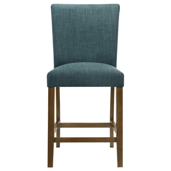 English Elm Flynn Round Glass Top Counter Height Dining Set with Sculptural Rubberwood Base Seats Four Brown / Teal Blue B062S02276