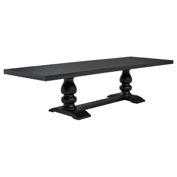 English Elm Kinzler Seven Piece Extendable Dining Set with Tufted Chairs and Distressed Black Table B062S02284