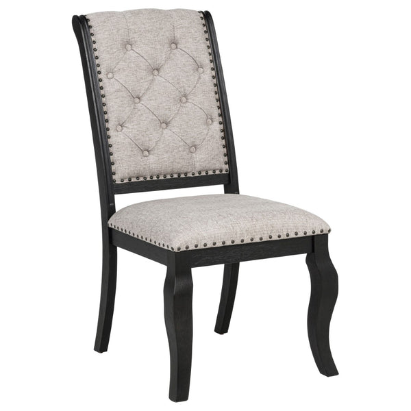 English Elm Kinzler Nine Piece Extension Dining Set with Tufted Upholstered Chairs Transitional Noir B062S02286