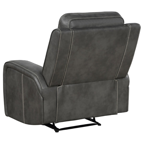English Elm Mckinley Grey Leatherette Reclining Sofa Loveseat and Recliner Set Modern Living B062S02288