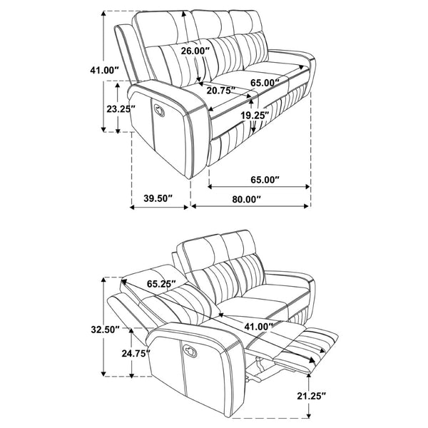 English Elm Mckinley Grey Leatherette Reclining Sofa Loveseat and Recliner Set Modern Living B062S02288