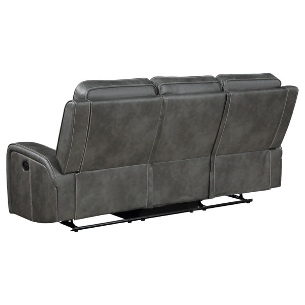 English Elm Mckinley Grey Leatherette Reclining Sofa Loveseat and Recliner Set Modern Living B062S02288